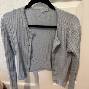 Brandy Melville Light Gray Cable Knit Cardigan